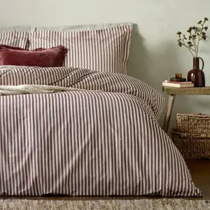 Yard Hebden Melange Beetroot Stripe Duvet Cover Set
